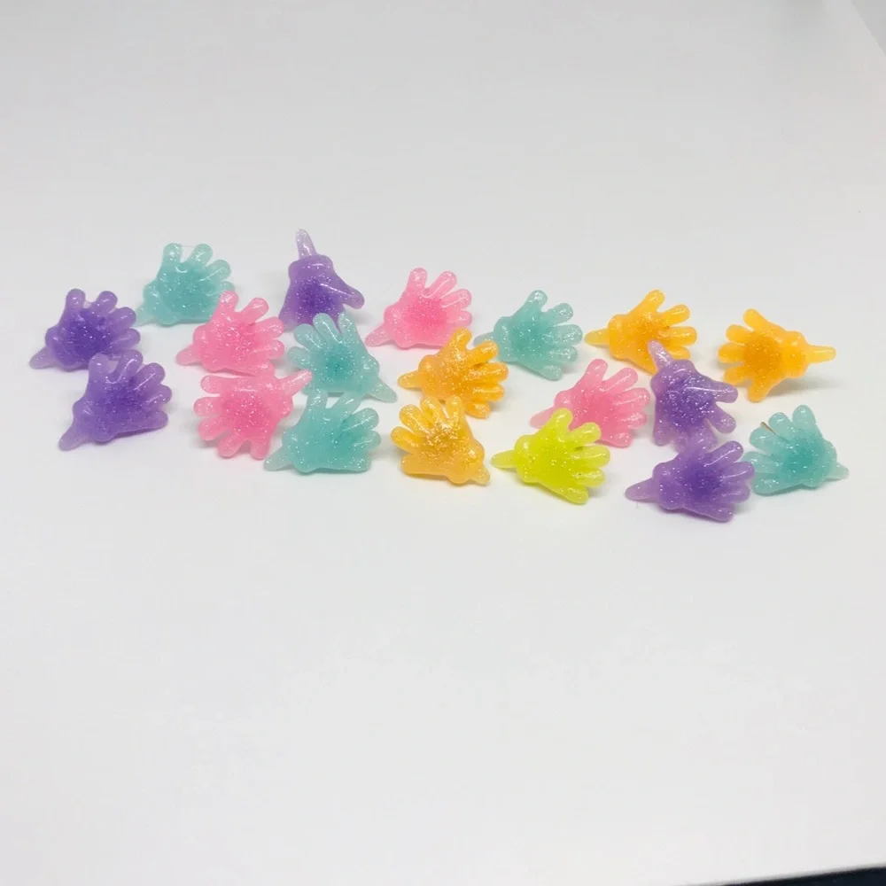 Orange Glitter Sticky Hand Resin Kawaii Hand Crafted Stud Earrings